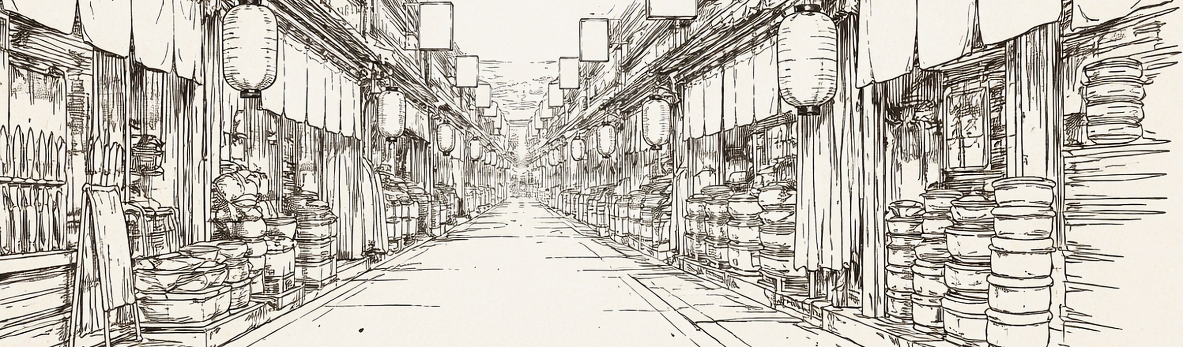Streetscape of the Kappabashi kitchenware district